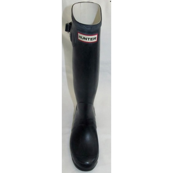 Hunter Black Matte Rubber Tall Rain Boots Rainboots Womens Size 8 Mens Size 7 - Picture 3 of 10